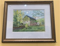 Framed original watercolor - the old mill house.