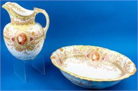 Antique English Porcelain Pitcher and Wash Basin