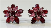 BEAUTIFUL SHERMAN COLORED RHINESTONE EARRINGS