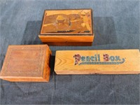 Group of Three Wood Boxes