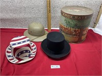 Knox Hats Box & 3 Hats