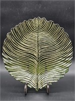 Decorative Glass Leaf Pattern Centerpiece Plate