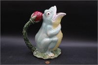 Vintage Artist Signed Art Pottery Frog Pitcher