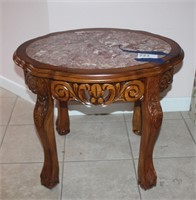 OVAL END TABLE WITH MARBLE TOP