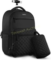 ZOMFELT Rolling Backpack for Women  17 Inch  Black