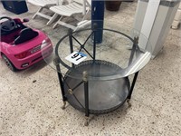 30" ROUND GLASSTOP METAL SIDE TABLE