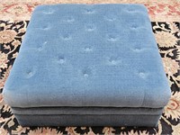 Blue Fabric Tufted Ottoman