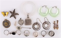 ASSORTED STERLING SILVER COLLECTIBLE JEWELRY