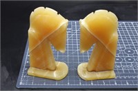 Carved Onyx Horse Heads Bookends, Nice