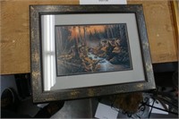 Derk print-Wolves at Sunset, framed, 15"x19"