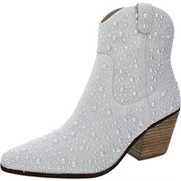 Betsey Johnson Women's Diva Western Boot, Pearl,