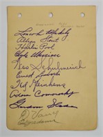 1934 Cincinnati Reds Signed Autograph Book Page