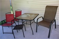 Patio table, chairs