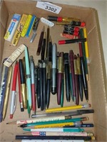 Vintage advertising bullet pens, banker's pens,