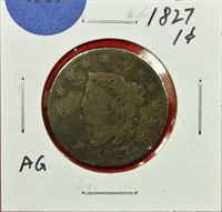 1827 Coronet Head Cent AG