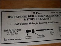 22 PC. TAPERED DRILL COUNTERSINK STOP COLLAR SET