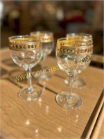 vintage culver wine glasses 22K gold set of 4