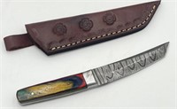 Hand Crafted Damascus Tanto Knife w/Sheath