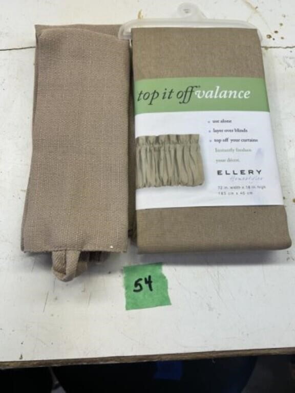 Valance & tie backs 72"W x 18"T