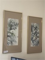 Pair of Watercolor Floral Wall Art- 24" x 12"