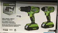 GREENWORKS $120 RETAIL DRILL DRIVER IMPACT COMBO