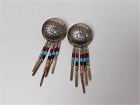 .925 Sterling Navajo Zuni Quoc Earrings