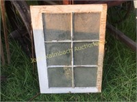 6 pane antique wood w/ starburst  window