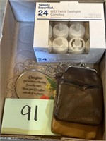 24Pc Lead Twist Tealight Candles;Coin Pouches;&