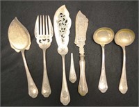 Group of antique German silver serving utensils