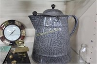 LARGE ENAMEL GRANITEWARE CAMP COFFEE POT