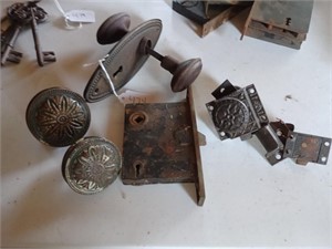 Antique and vintage metal door knobs, mortise