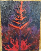 ORIGINAL ABSTRACT OIL ON CANVAS "THE BURNING BUSH"