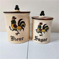 Poppytrail by Metlox Flour Sugar Rooster Jars
