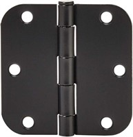 Rounded 3.5"x 3.5" Door Hinges-Pack of 18, Black