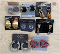 (8) Pair Costume Jewelry earrings including Cato