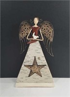 Solid Wood and Tin/Wire Angel Figural Tea Light