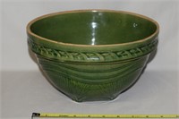 Antique McCoy Pottery Green Glaze Mixing Bowl 9.75