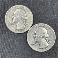 1951-D & 1951 Washington Silver Quarters