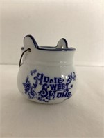 Home Sweet Home Miniature Blue and White Pot