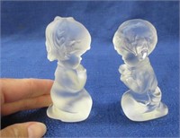 2 fenton frosted praying figurines (boy & girl)