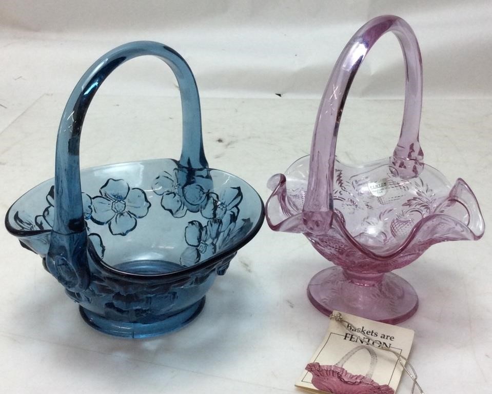 FENTON BASKET PAIR, PINK, BLUE