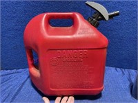 Red 5-gallon gas can (safety nozzle type)