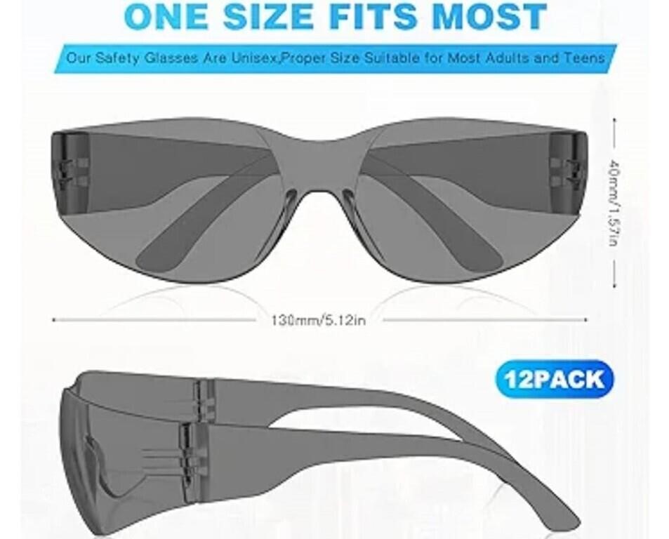 MSRP $12 6 Pairs Grey Safety Glasses
