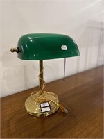 Green glass students lamp