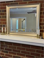 Framed Beveled Mirror with 4 Candle Sticks