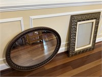 Well Framed Oval Mirror (30") Rectangular Ornate