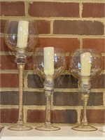 3 Graduated Candle Sticks with Shades