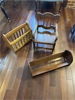 Youth Vintage Chair, Wood Book Cradle,
