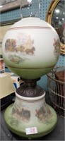 PAINTED GLASS HURRICANE LAMP 29"