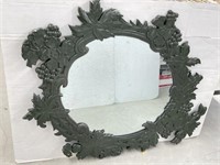 Large Wooden (painted Green) Ornate Framed Mirror